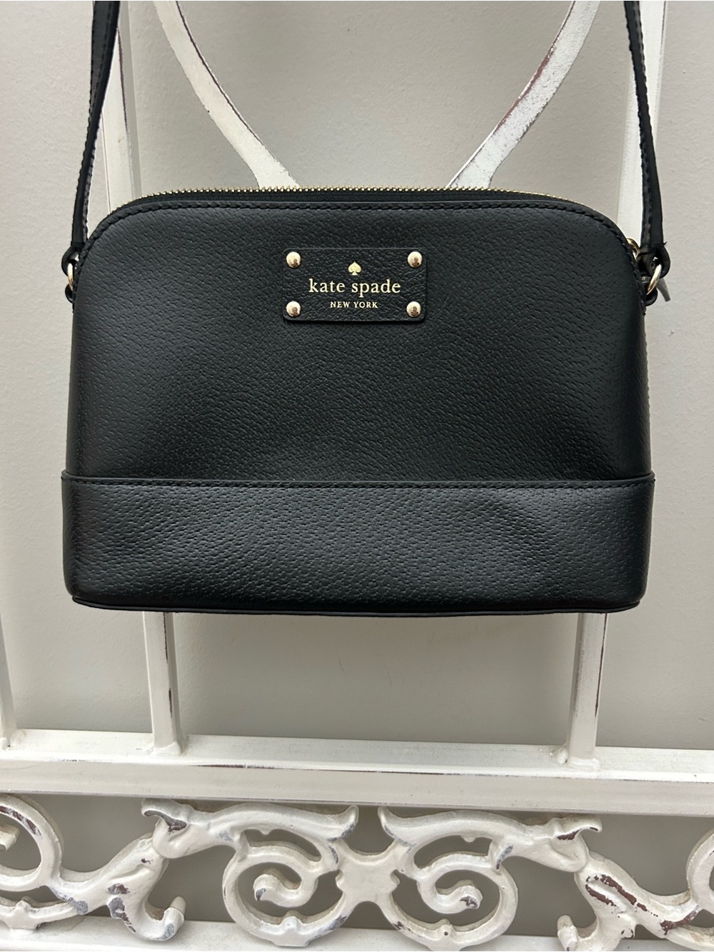 kate spade Black Pebbled Leather Crossbody with Gold Hardware
